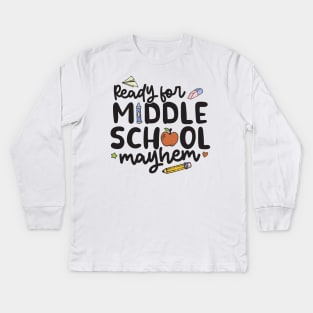 Middle School Mayhem - Funny Back to School Kids Long Sleeve T-Shirt